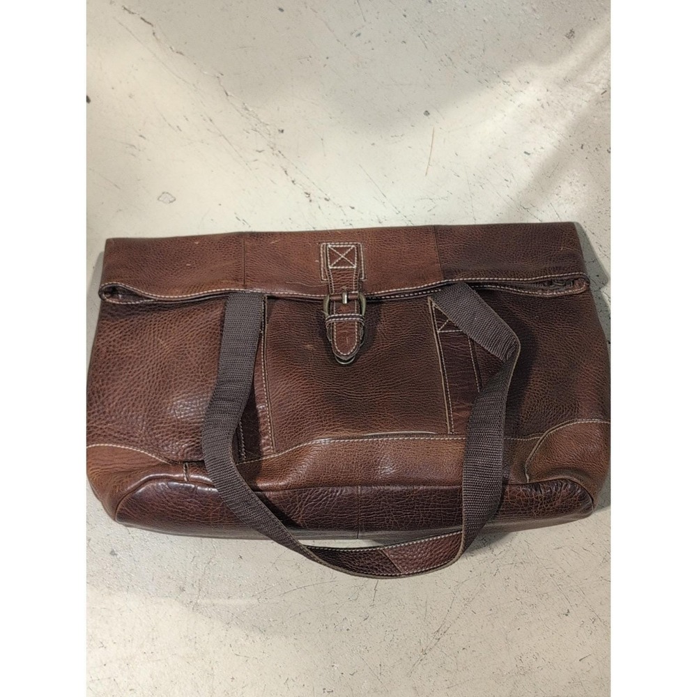 VTG LL Bean Brown Pebbled Leather Messenger Bag Shopping Boat & Field Tote